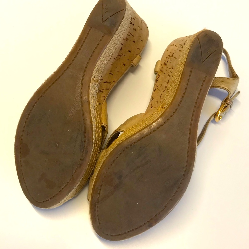 PRADA Leather Wedge Sandal Heels - Picture 4 of 9